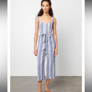 Kyra Striped Wide Leg Linen Blend Jumpsuit